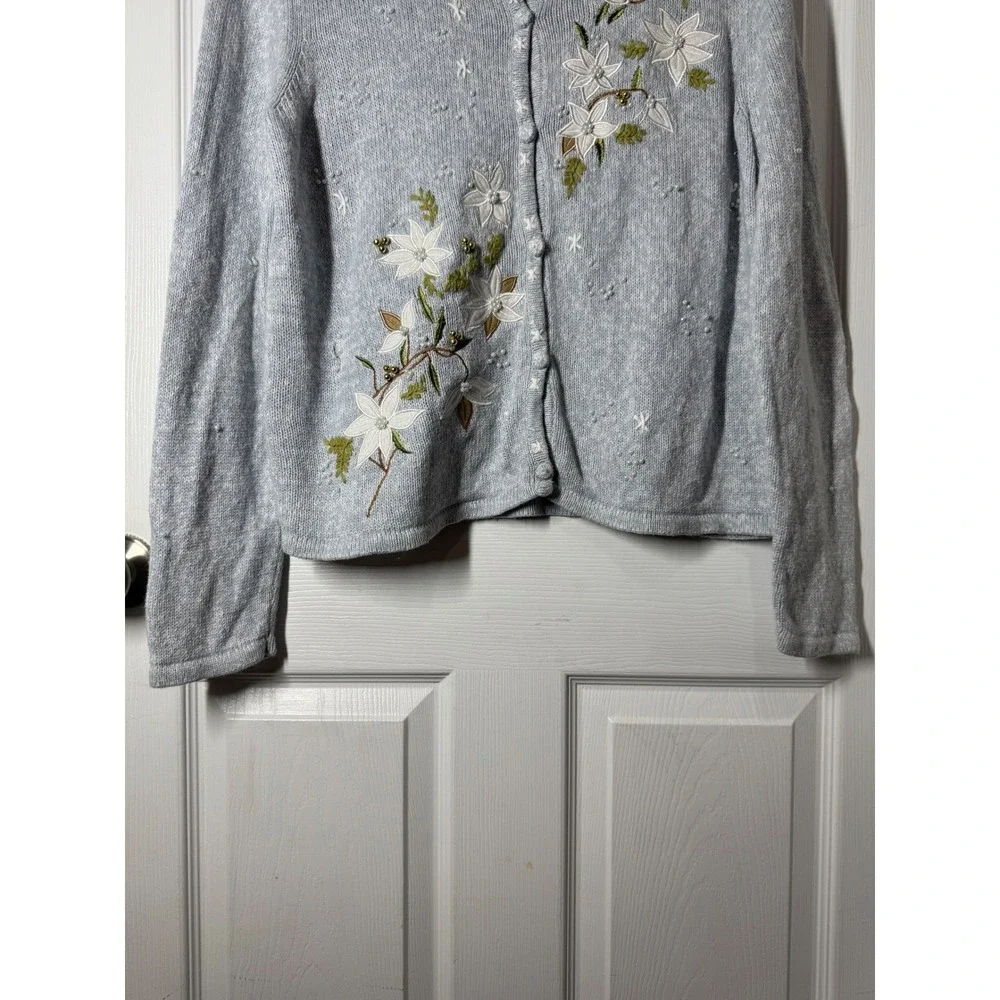 Erika Light‎ Blue Embroidered Floral Cardigan (Size M)